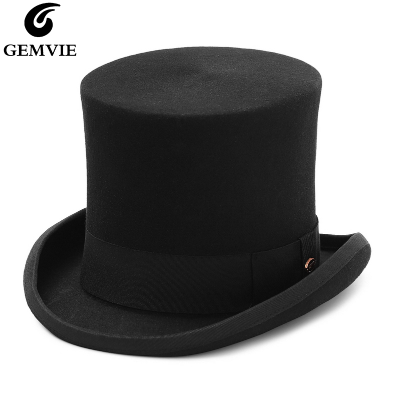 Fedora Hat Wool - GEMVIE 17cm % 100% yün keçe