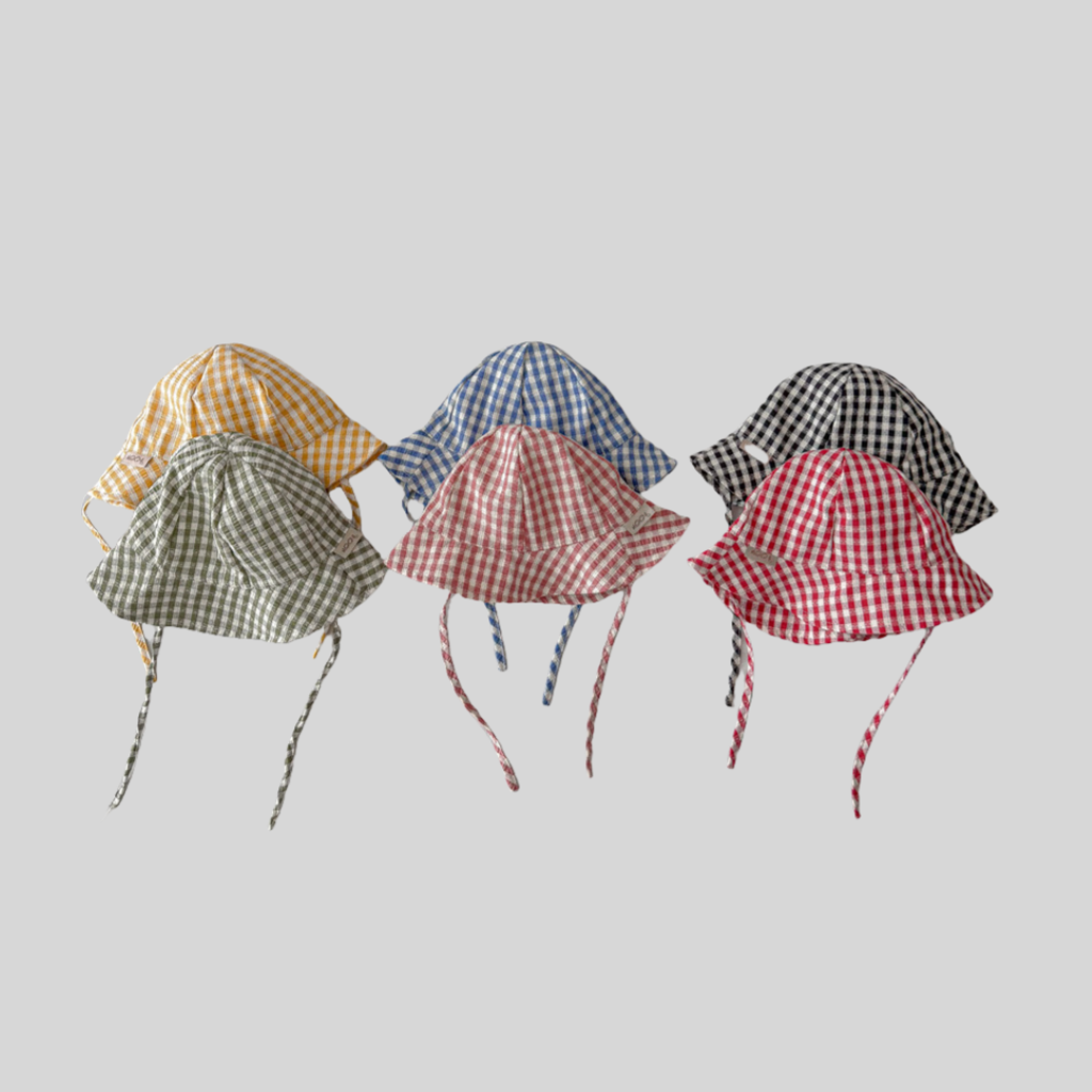 Bucket Hat Cotton - Ins Stil Ekose Bebek Kova Şapka